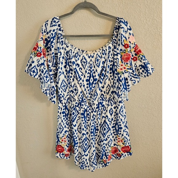 Savanna Jane Pants - Savanna Jane Woman Size L Floral Embroidered Romper Inspired by Johnny Was Boho